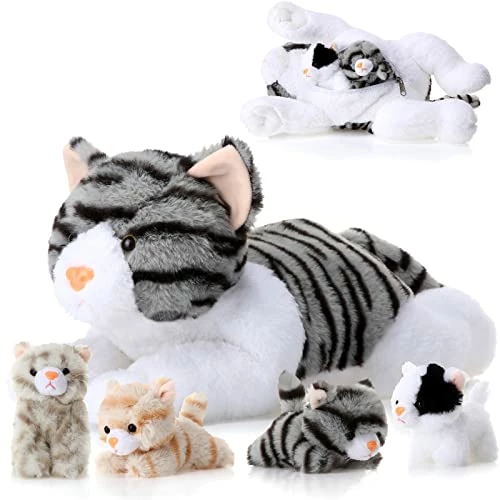 Flash Sale β€οΈ Skylety 5 Pieces Cat Stuffed Animal Plush Cat Set Include Large Soft Cuddly With 4 Cute Fluffy Plush Kittens In Mommy Cat's Belly Nurturing Cat Huggable Sleeping π₯³ Birthday Gifts (Gray) π 1 Flash Sale β€οΈ Skylety 5 Pieces Cat Stuffed Animal Plush Cat Set Include Large Soft Cuddly With 4 Cute Fluffy Plush Kittens In Mommy Cat's Belly Nurturing Cat Huggable Sleeping π₯³ Birthday Gifts (Gray) π