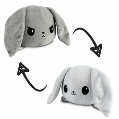 Hot Sale 🤩 TeeTurtle | The Original Reversible Floppy Ear Bunny Plushie | Patented Design | Gray & White | Happy + Angry | Show Your Mood Without Saying A Word! 🤩
