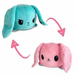 Discount 🛒 TeeTurtle | The Original Reversible Floppy Ear Bunny Plushie | Patented Design | Sensory Fidget Toy For Stress Relief | Pink & Blue | Happy + Angry | Show Your Mood Without Saying A Word! 🌟