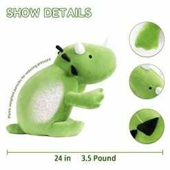 Wholesale 🎉 3.5 Lbs Weighted Dinosaur Plush, Dino Weighted Plush Animal Dinosaur Stuffed Throw Pillow(Green Dino 24" 3.5 Lbs) 🎉
