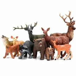Top 10 ๐ WODMAZ Woodland Animals Figurines Toys, 10 Piece Realistic Plastic Wild Forest Animals Figures With Elk, Wolf, Brown Bear, Raccoon, Lynx, Deer Figurines Playset Cake Toppers For Kids Children Toddlers โญ