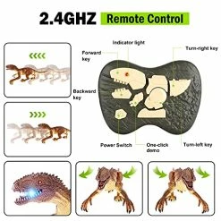 New ๐ Dawdix Remote Control Dinosaur, RC Dinosaur Toy With LED Light & Sound, Rechargeable 2.4Ghz Simulation Realistic Walking And Roaring Dinosaur Toys For Kids 5-7 8-12 ๐ฅฐ