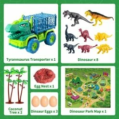 Brand new ๐ MAGICDINOSAUR Dinosaur Toys Transport Truck Playset For Kids, Tyrannosaurus Vehicle Carrier Car Toys For 3 4 5 6 7 Years Old Kids, Truck Toy With 8 Dino Figures & Play Mat, Gift For Toddlers Boys ๐ง Girls ๐