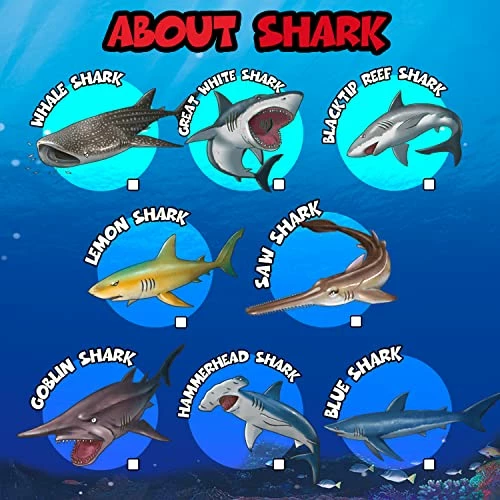 Top 10 👍 Yeonha Toys 8 Pack Shark Toys With Educational Booklet, Soft Plastic Realistic Shark Figure Set For Kid, Ocean Sea Animal Party Favor, Pool Bath Tub Toy For Toddler Child Boy Girl, 🎂 Birthday Gift 🛒 2 Top 10 👍 Yeonha Toys 8 Pack Shark Toys With Educational Booklet, Soft Plastic Realistic Shark Figure Set For Kid, Ocean Sea Animal Party Favor, Pool Bath Tub Toy For Toddler Child Boy Girl, 🎂 Birthday Gift 🛒 - Image 2
