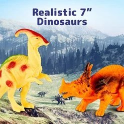 Budget 🤩 Rextex Dinosaur Toys For Kids 3-5+ (12 Plastic Dinosaur Figures & Interactive Dinosaur Book With Sound) Dinosaur Gift Set For Toddlers Learning & Development (Boys & 👧 Girls) ✔️ -Stuffed Animals & Plush Toys Sales Store 51DhfxzUTkL