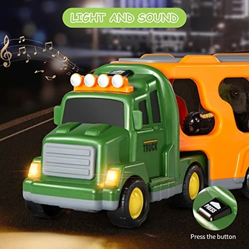 Outlet 🛒 Dinosaur Truck Toys For Kids 3-5 With Lights & Music, Transport Car With 3 Dino Figures & 3 Monster Cars, Friction Power Toy Vehicle In Carrier Truck, Toddler Play Set Gift For 2 3 4 6 Years Boys 🎉 6 Outlet 🛒 Dinosaur Truck Toys For Kids 3-5 With Lights & Music, Transport Car With 3 Dino Figures & 3 Monster Cars, Friction Power Toy Vehicle In Carrier Truck, Toddler Play Set Gift For 2 3 4 6 Years Boys 🎉 - Image 6