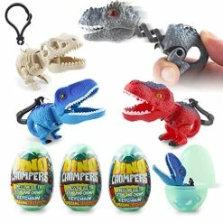 Best Sale โญ DINOBROS Mini Dinosaur Figures Toys Surprise Eggs Dino Chomper Keychains Party Favor Decoration 4 Pack ๐