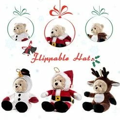Outlet ✔️ My OLi 7" Stuffed 🎁 Christmas Bears Plush Teddy Bear 3 Pack Stuffed Animals Bears: Santa, Snowman And Reindeer With Flippable Hats For Kids 🎁 Christmas Decoration 🌟 -Stuffed Animals & Plush Toys Sales Store 51kupnqI4qL