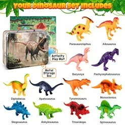 Best Pirce ⌛ Dinosaur Toys For Kids 3-5 With Storage Box & Activity Play Mat, 12 Large Realistic Dinosaurs Toy Figures (7") For Kids And Toddlers, Dinosaurs Playset For 3 4 5 6 7+ Year Old Boys 👧 Girls Kids Gifts 🔥