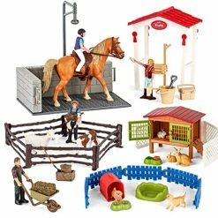 New 💯 Lehoo Castle Farm Toys, Horse Toys, Farm Animal Toy Barn Set & Horse Stable Figurine Playset, Pretend Play Gift For 3-12 Child Boy Gir 🥰