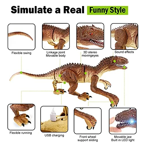 New ๐ Dawdix Remote Control Dinosaur, RC Dinosaur Toy With LED Light & Sound, Rechargeable 2.4Ghz Simulation Realistic Walking And Roaring Dinosaur Toys For Kids 5-7 8-12 ๐ฅฐ 2 New ๐ Dawdix Remote Control Dinosaur, RC Dinosaur Toy With LED Light & Sound, Rechargeable 2.4Ghz Simulation Realistic Walking And Roaring Dinosaur Toys For Kids 5-7 8-12 ๐ฅฐ - Image 2