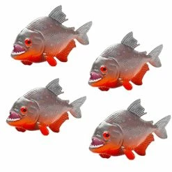 Promo ๐ Hiawbon Piranha Figurines Small Piranha Figures Fake Piranha Model Realistic Hand Painted Animal Figurine Ornament For Micro Landscape Party Favors Gift ,Set Of 4 โญ
