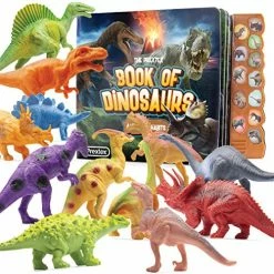 Budget 🤩 Rextex Dinosaur Toys For Kids 3-5+ (12 Plastic Dinosaur Figures & Interactive Dinosaur Book With Sound) Dinosaur Gift Set For Toddlers Learning & Development (Boys & 👧 Girls) ✔️