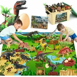 Outlet π Jurassic Dinosaur Toys Figures,12 PCS Realistic Large Dinosaur Figurines With Jumbo Play Mat & Information Dino Book,Educational Dino Figure Playset Cake Topper Decoration For Kids βοΈ