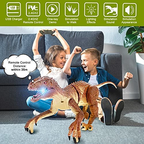 New ๐ Dawdix Remote Control Dinosaur, RC Dinosaur Toy With LED Light & Sound, Rechargeable 2.4Ghz Simulation Realistic Walking And Roaring Dinosaur Toys For Kids 5-7 8-12 ๐ฅฐ 4 New ๐ Dawdix Remote Control Dinosaur, RC Dinosaur Toy With LED Light & Sound, Rechargeable 2.4Ghz Simulation Realistic Walking And Roaring Dinosaur Toys For Kids 5-7 8-12 ๐ฅฐ - Image 4